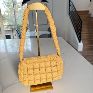 Antik Kraft Quilted Yellow Shoulder Bag